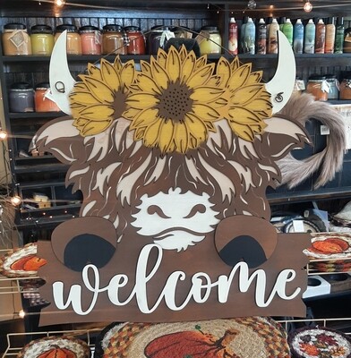 Highland Cow With Sunflower