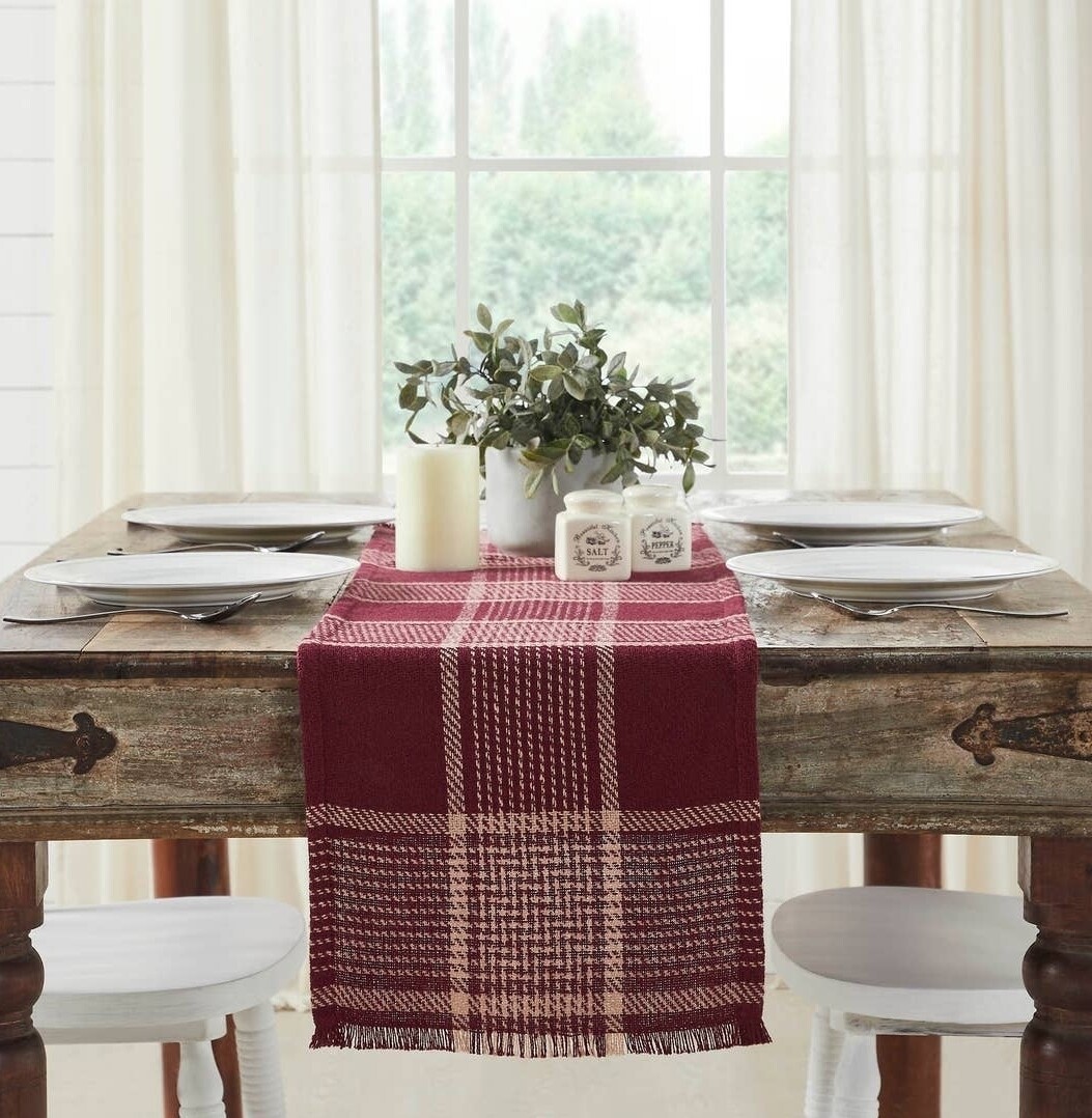 Eston Burgundy Plaid Runner