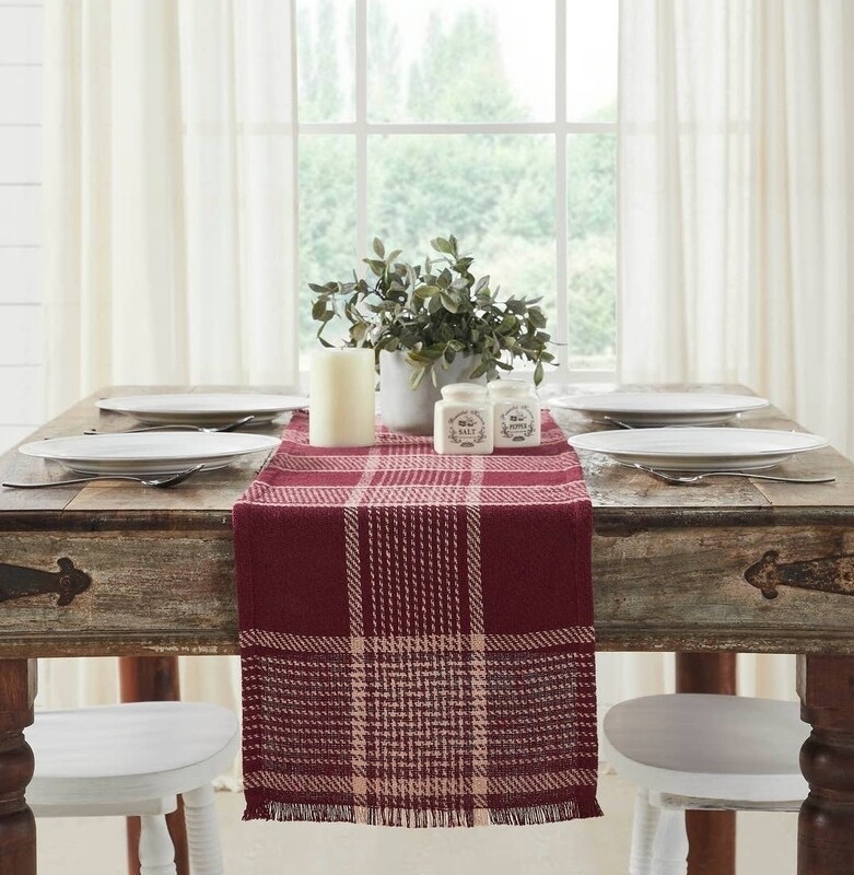 Eston Burgundy and Tan Plaid Runner