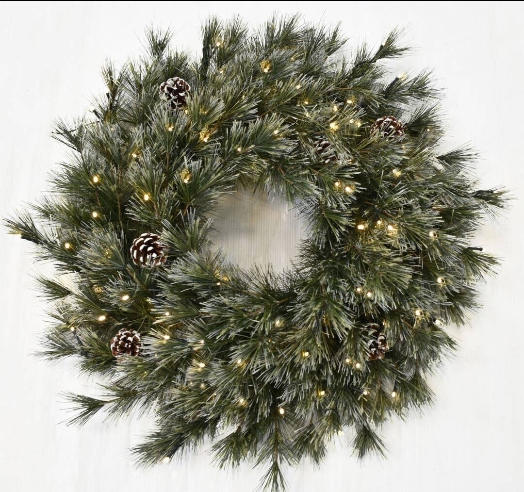 Christmas Flocked Foxtail Pine Wreath
