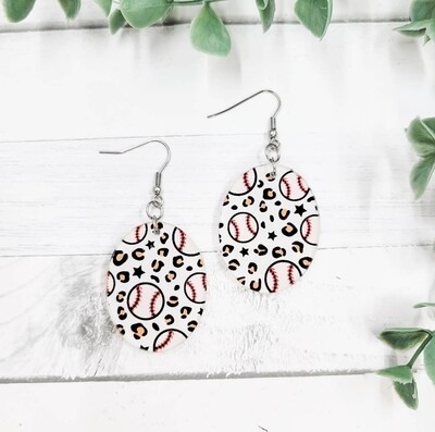 Cheetah Baseball Earrings