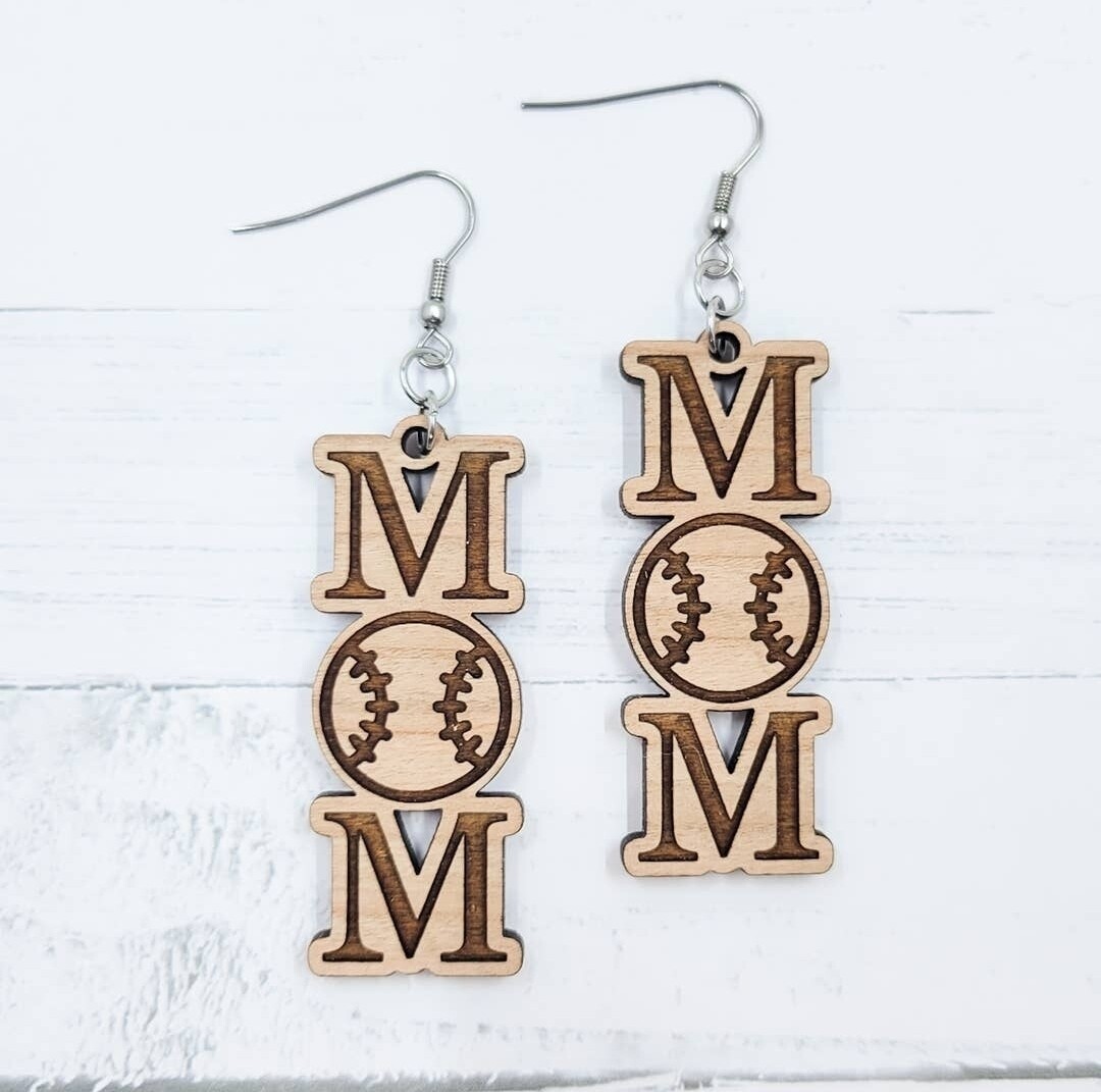 MOM Baseball Earrings