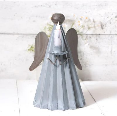 Weather Zinc Angel Candle Holder