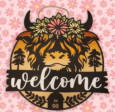 Highland Cow Door Hanger