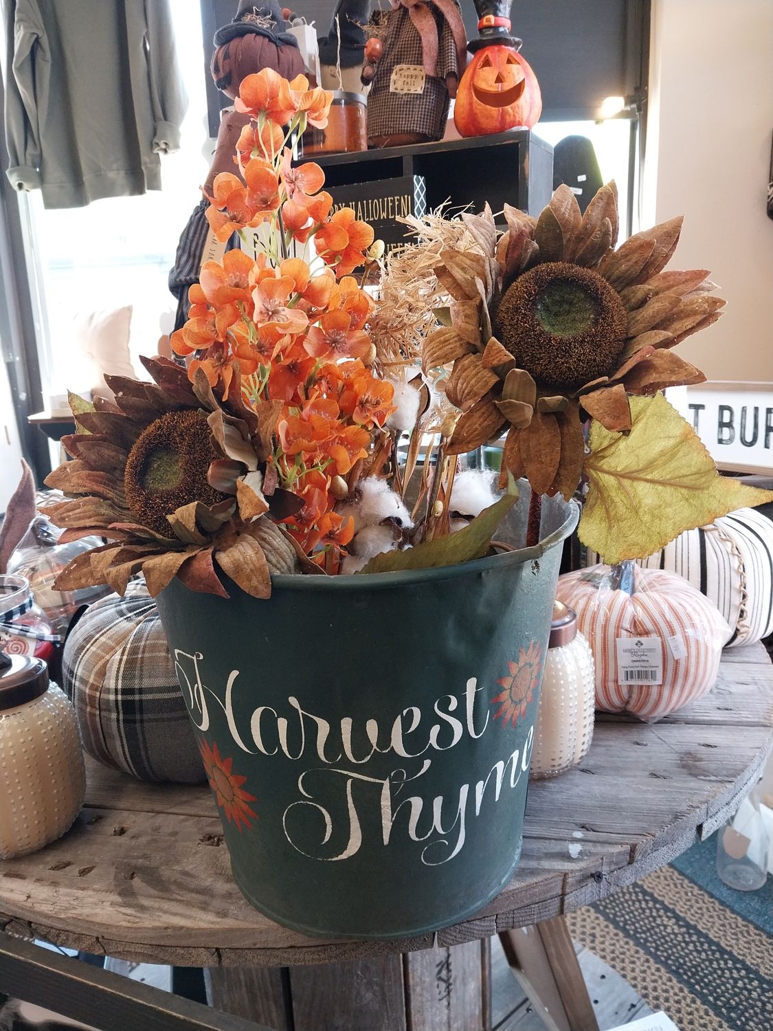 Harvest Thyme Sap Bucket w/ Flowers