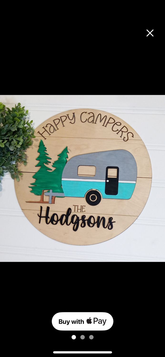 Custom Happy Campers Door Hanger