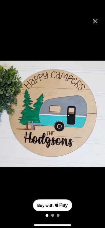 Custom Happy Campers Door Hanger