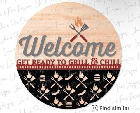 Get Ready to Grill and Chill Door Hanger