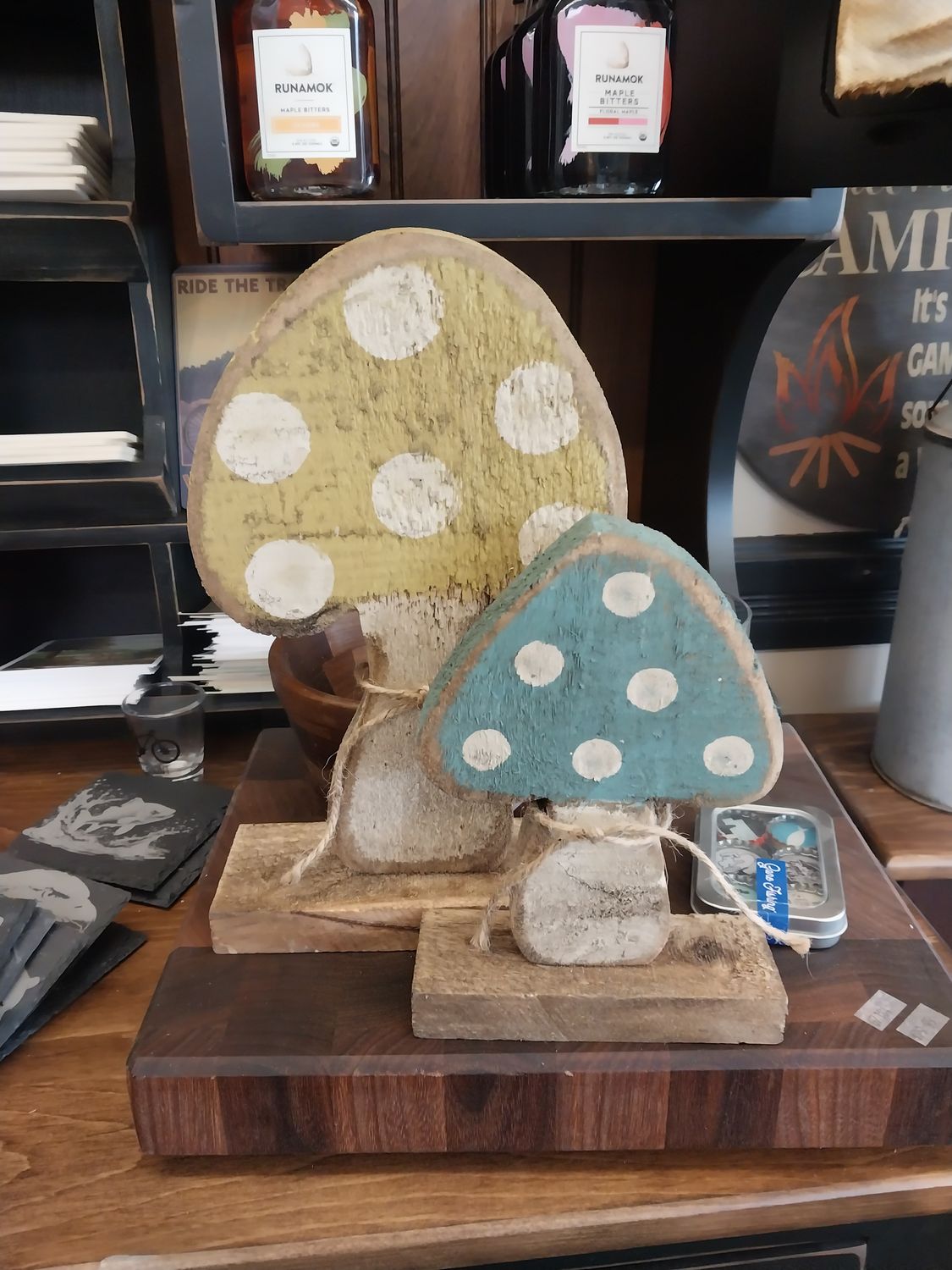 Set of 2 Wooden Mushrooms