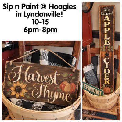 Sip N Paint 10-15 @ Hoagies in Lyndonville