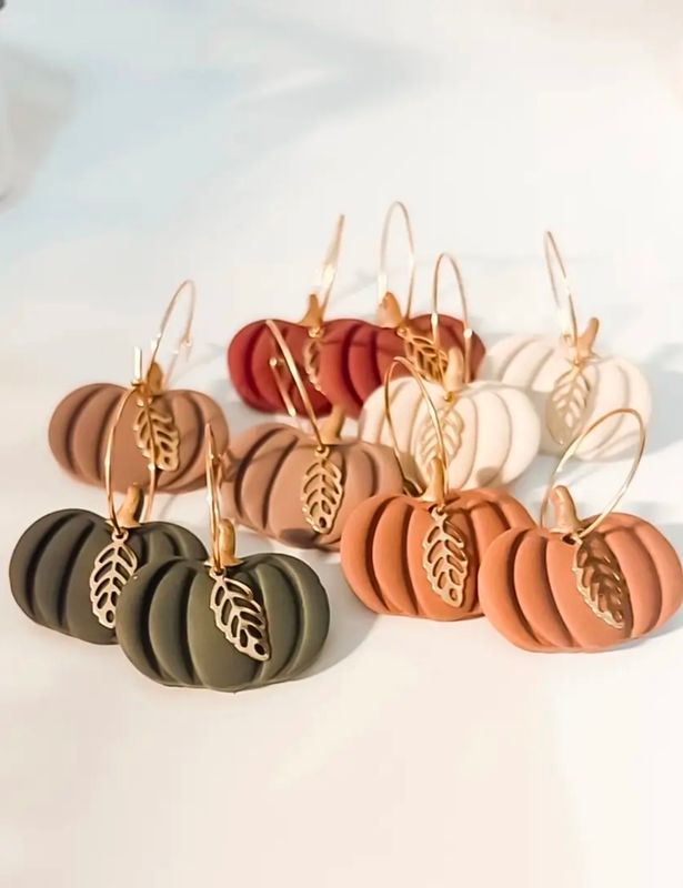 Pumpkin Clay Earrings