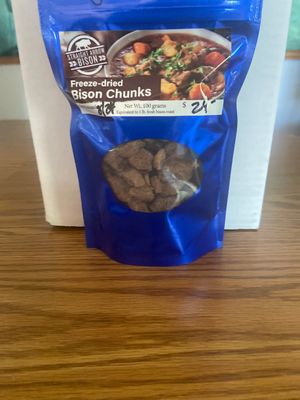 Freeze-dried Cooked Bison Chunks Freeze dried cooked grass fed Bison Chunks