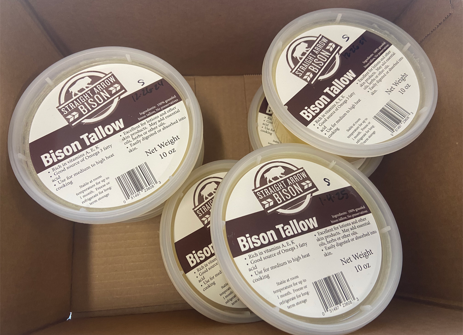 Tallow, Soft Tallow From Bone Marrow,| 6 Tub Pack - Grass-fed Bison Meat and Products in Nebraska