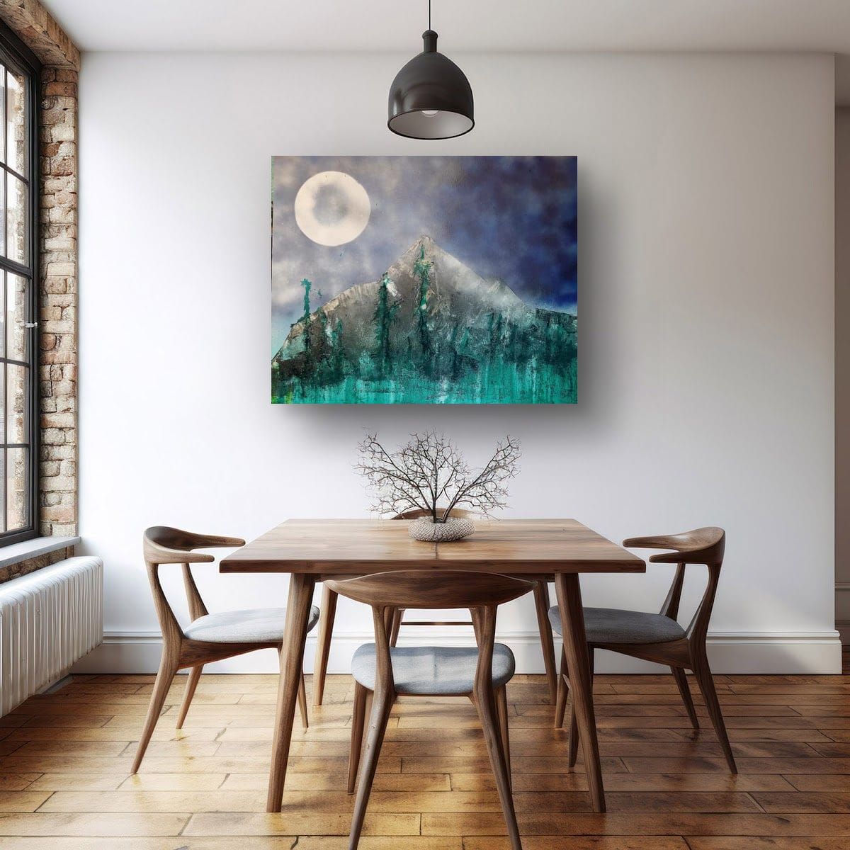 CELESTIAL PEAK &quot;Escape into the tranquility of moonlit mountains. This piece invites you to pause and breathe in the calm of nature at night. What does this landscape make you feel?&quot;