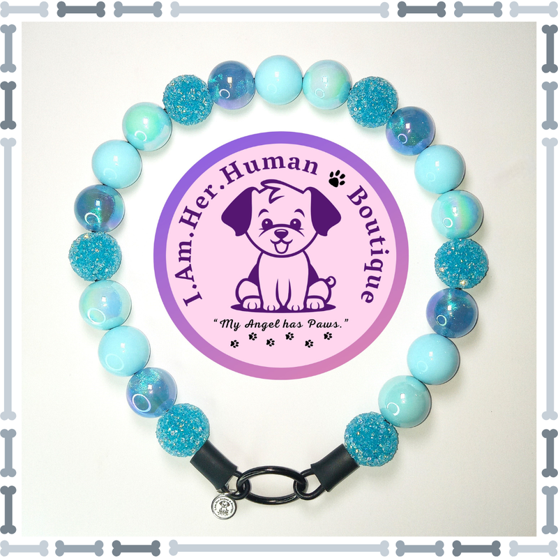 Blue Beads, Sugar Rhinestone, Solid, Solid AB, Chunky Glam Bead Dog Collar, Bubblegum Beaded Dog Collar, Bead Dog Collar, Acrylic, Dog Pearls, Bead Dog Necklace