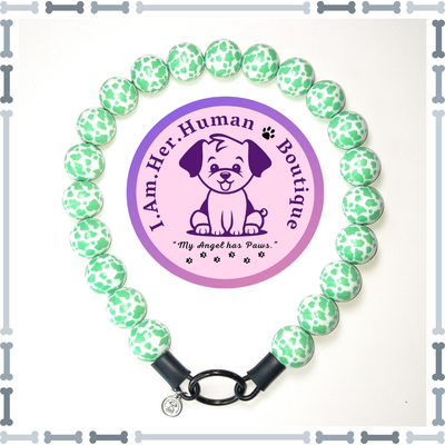 Cow Print, Chunky Bead Dog Collar, Bubblegum Beaded Collar, Beaded Dog Collar, Acrylic, Dog Pearls, Bead Dog Necklace
