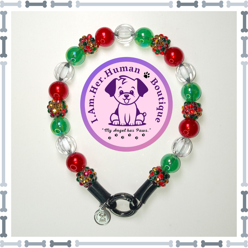 "Lil Christmas Medley" XS Mini Glam Bead Collar Christmas Dog Collar, Pearl Beads, Jelly Beads, Rhinestone Beads, Pumpkin Beads, XS Mini Glam Dog Bead Collar, Bubblegum Bead Dog Collar, XS Mini Beaded Dog Collar, Bubblegum Beaded Collar, Acrylic, Dog Pearls, Bead Dog Necklace