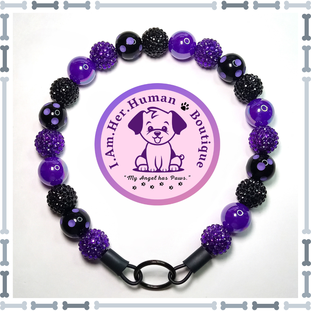 Halloween, Rhinestone, Polka Dots, Chunky Glam Bead Dog Collar, Bubblegum Bead Dog Collar, Beaded Dog Collar, Bubblegum Beaded Collar, Acrylic