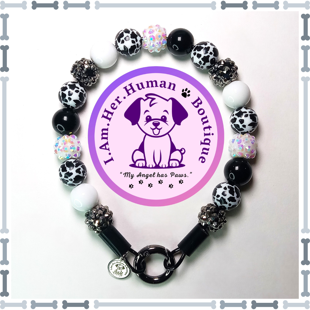 Cow Print, Rhinestone, Solid, Jelly, Black, XS Mini Glam Bead Dog Collar, Bubblegum Bead Dog Collar, Dog Pearls, Bubblegum Beaded Collar, Dog Necklace, Acrylic