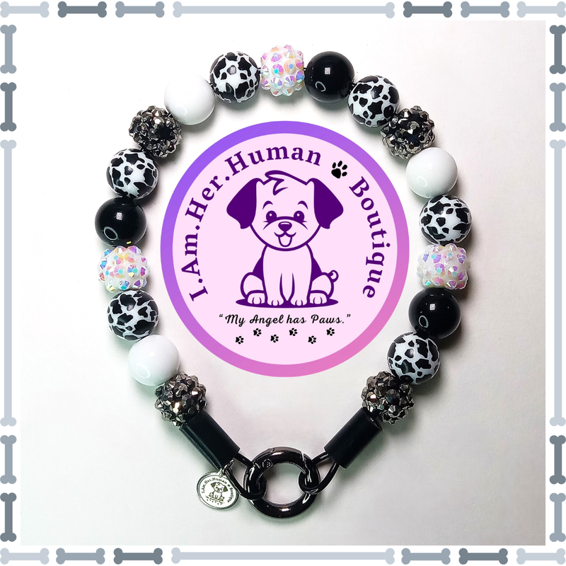 Cow Print, Rhinestone, Solid, Jelly, Black, XS Mini Glam Bead Dog Collar, Bubblegum Bead Dog Collar, Dog Pearls, Bubblegum Beaded Collar, Dog Necklace, Acrylic