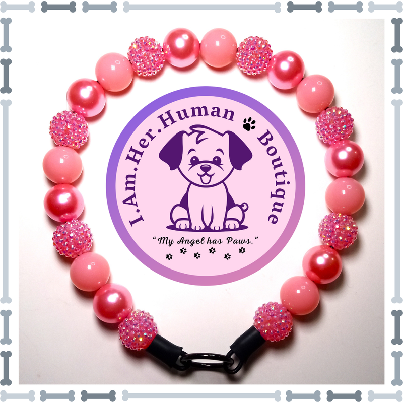 Light Pink Rhinestone, Light Pink Pearl, Cotton Candy Pink Jelly, Chunky Glam Bead Dog Collar, Bubblegum Bead Dog Collar, Beaded Dog Collar, Bubblegum Beaded Collar, Acrylic