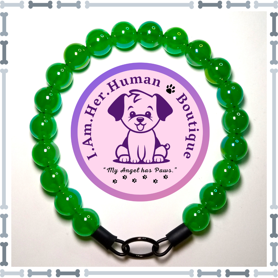 Green, Jelly, Chunky Bead Dog Collar, Bubblegum Beaded Collar, Beaded Dog Collar, Pastel Colors, Acrylic