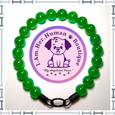 Green, Jelly, Chunky Bead Dog Collar, Bubblegum Beaded Collar, Beaded Dog Collar, Pastel Colors, Acrylic