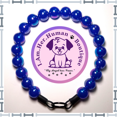 Royal Blue, Jelly, Chunky Bead Dog Collar, Bubblegum Beaded Collar, Beaded Dog Collar, Pastel Colors, Acrylic