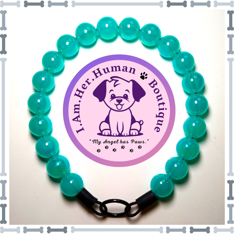 Turquoise Jelly, Chunky Bead Dog Collar, Bubblegum Beaded Collar, Beaded Dog Collar, Pastel Colors, Acrylic