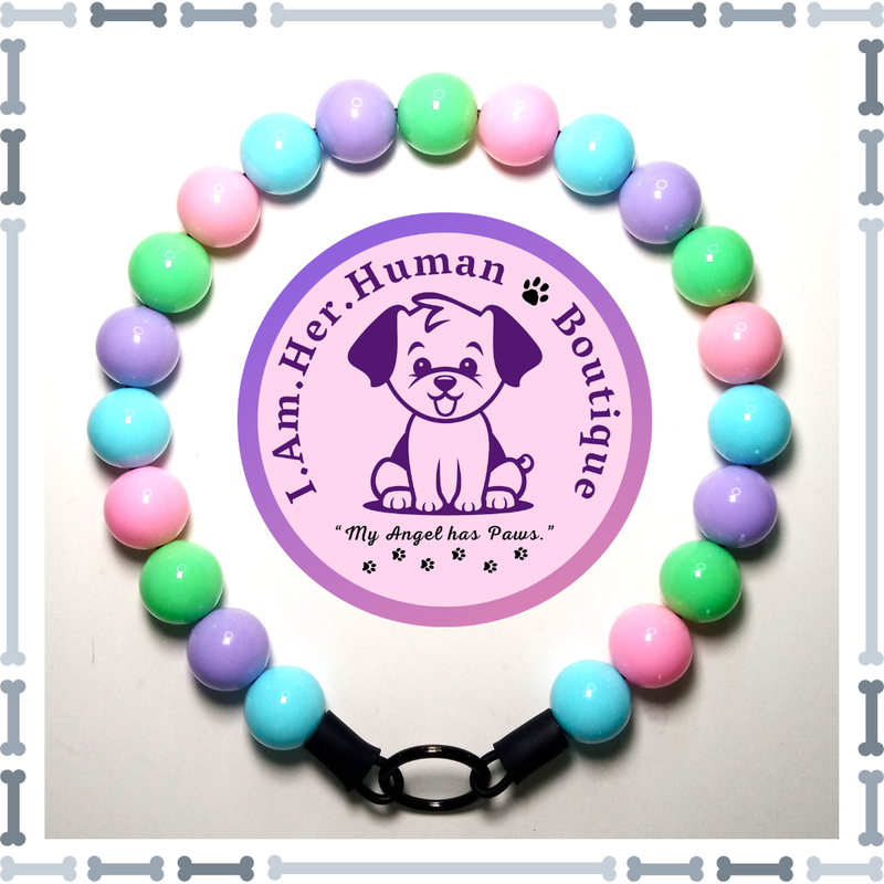 Pastel Rainbow, Chunky Bead Dog Collar, Bubblegum Beaded Collar, Beaded Dog Collar, Pastel Colors, Acrylic