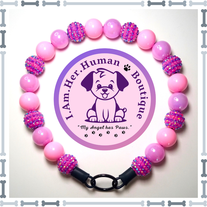 Purple &amp; Pink Rhinestone, Lilac Jelly AB, Cotton Candy Pink, Chunky Glam Bead Dog Collar, Bubblegum Bead Dog Collar, Beaded Dog Collar, Bubblegum Beaded Collar, Acrylic