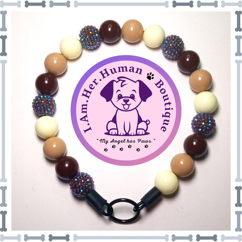 "Smores Delight" Chunky Glam Bead Collar Brown, Latte, Cream, Latte Brown Rhinestone, Chunky Glam Bead Dog Collar, Bubblegum Bead Dog Collar, Beaded Dog Collar, Bubblegum Beaded Collar, Acrylic