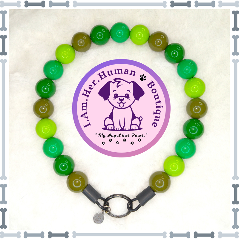 Bubblegum Dog Collar, Green Ombre, Dog Pearls, Bead Dog Necklace, Acrylic Dog Collar, Saint Patrick&#39;s Day, Holiday Dog Collar 