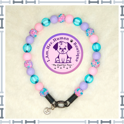Easter Dog Collar, Green, Pastel, Purple, Pink, Blue, XS Bubblegum Dog Collar, Holiday Bead Dog Collar, XS Mini Beaded Dog Collar, Acrylic, Dog Pearls, Bead Dog Necklace