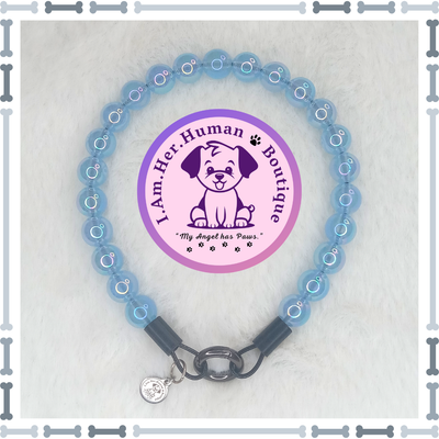 Lil Blue Sky Bubbles | Beaded Dog Collar | Bubblegum Dog Collar | Dog Pearls | Dog Necklace | Acrylic Bead Collar | Slip On | Light Blue | Small Dog Collar