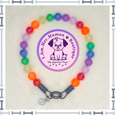 Lil Rainbow Bubbles | Beaded Dog Collar | Bubblegum Dog Collar | Dog Pearls | Dog Necklace | Acrylic Bead Collar | Slip On | Glow in the Dark | Small Dog Collar