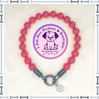Lil Ruby Bubbles | Beaded Dog Collar | Bubblegum Dog Collar | Dog Pearls | Dog Necklace | Acrylic Bead Collar | Slip On | Red | Small Dog Collar | Jelly Beads