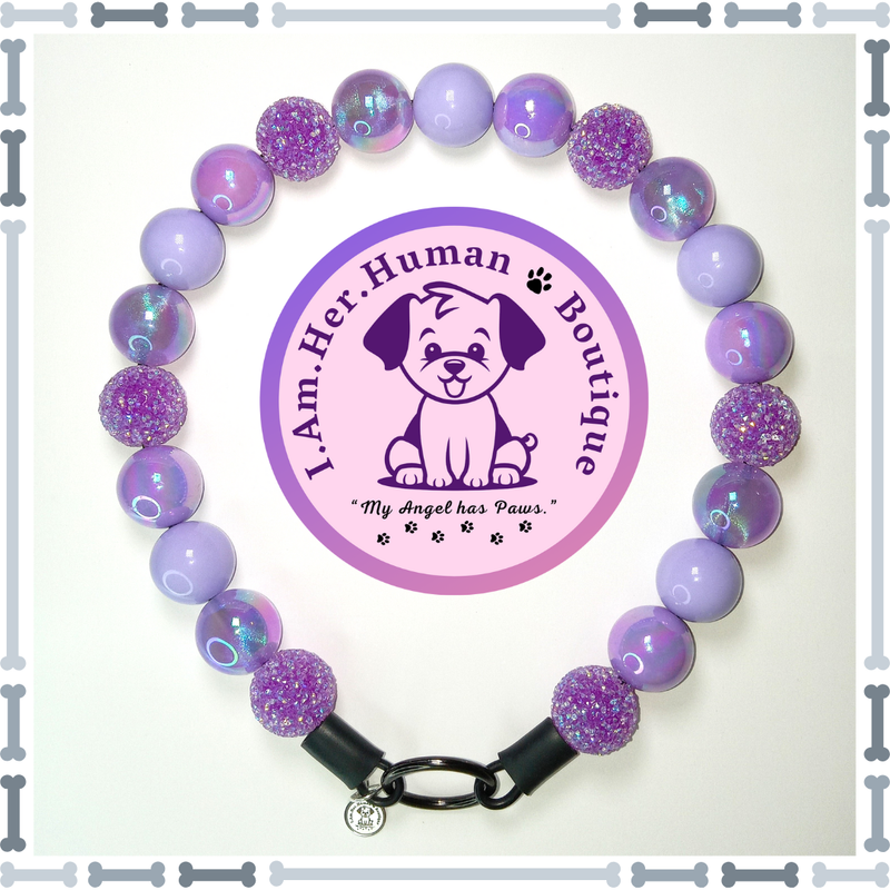 Purple Beads, Sugar Rhinestone, Solid, Solid AB, Chunky Glam Bead Dog Collar, Bubblegum Beaded Dog Collar, Bead Dog Collar, Acrylic, Dog Pearls, Bead Dog Necklace