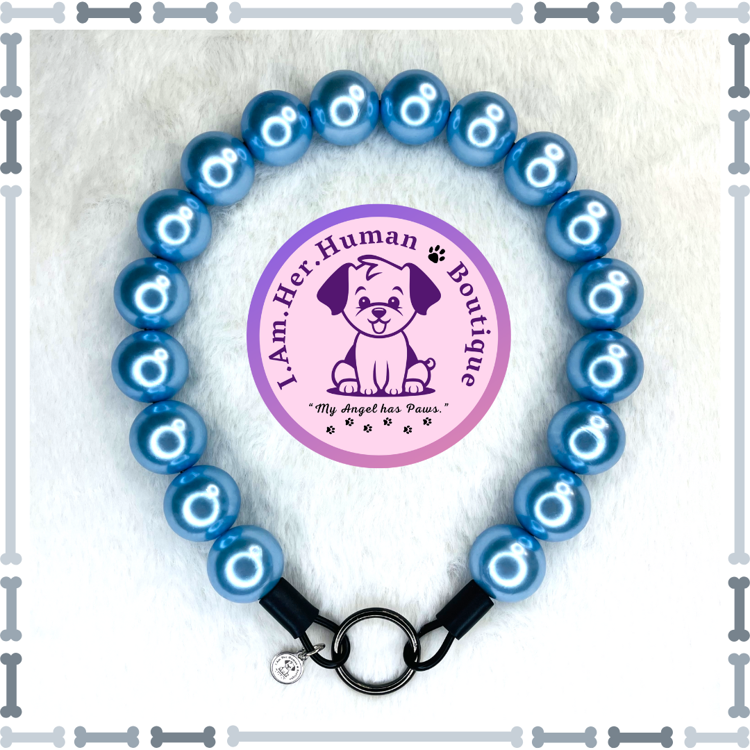 Baby Blue Pearls, Extra Chunky Glam Bead Dog Collar, Bubblegum Bead Dog Collar, Beaded Dog Collar, Bubblegum Beaded Collar, Acrylic