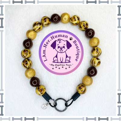 Safari Pup | Custom | Bubblegum Dog Collar | Beaded Dog Collar | Dog Pearls | Beaded Dog Necklace | Slip On | Acrylic | Leopard Print | Male Dog Collar