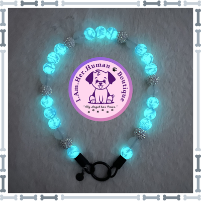 Silicone | Glow in the Dark | Bubblegum Dog Collar | Beaded Dog Collar | Dog Pearls | Bead Dog Necklace | Slip On