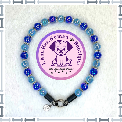Royal Blue Jelly, Light Blue Jelly, Spacer Beads, XS Mini Glam Bead Dog Collar, Bubblegum Bead Dog Collar, XS Mini Beaded Dog
