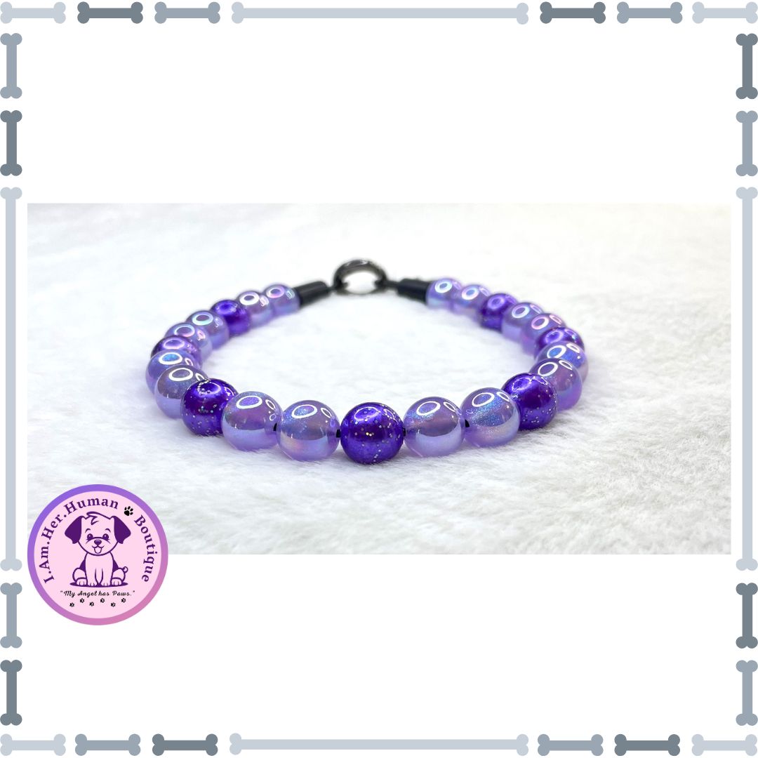 Celestial Aurora | Bubblegum Dog Collar | Dog Pearls | Bead Dog Necklace | Acrylic | Slip On | XS Mini Dog Collar | Purple