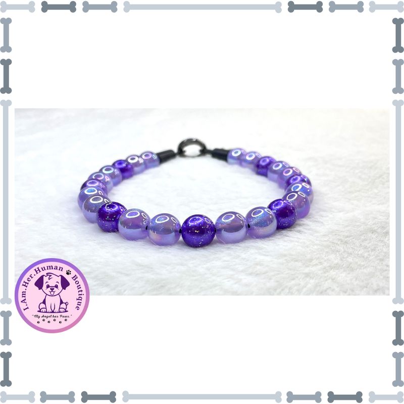 Celestial Aurora | Bubblegum Dog Collar | Dog Pearls | Bead Dog Necklace | Acrylic | Slip On | XS Mini Dog Collar | Purple