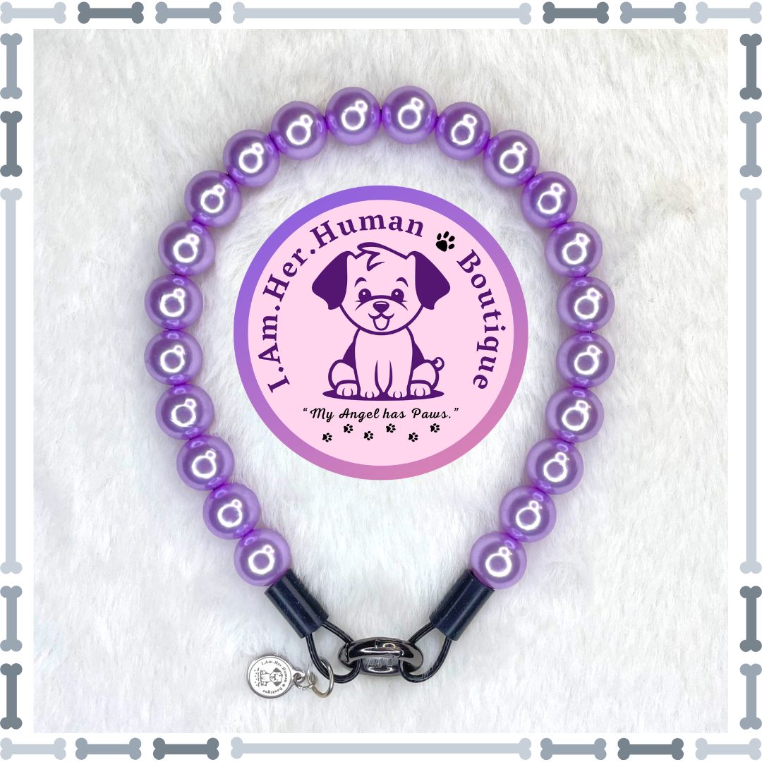 Lil Lilac Pearls | Bubblegum Dog Collar | Dog Pearls | Bead Dog Necklace | Acrylic | Slip On | XS Mini Dog Collar | Purple