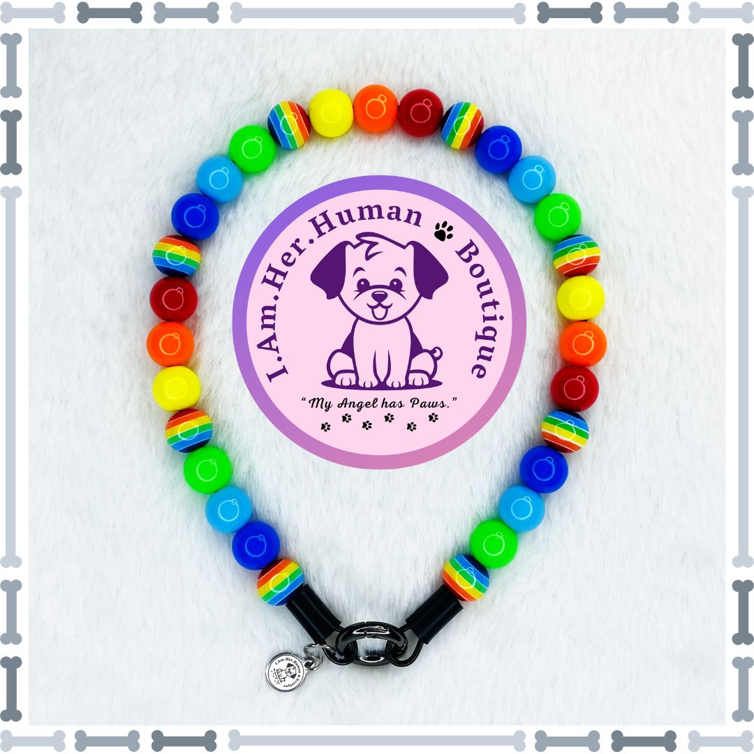 Lil Skittles | Beaded Dog Collar | Bubblegum Dog Collar | Dog Pearls | Dog Necklace | Acrylic Bead Collar | Slip On