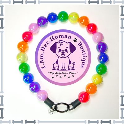 Rainbow Colors, Jelly, Chunky Bead Dog Collar, Bubblegum Beaded Collar, Beaded Dog Collar, Pastel Colors, Acrylic