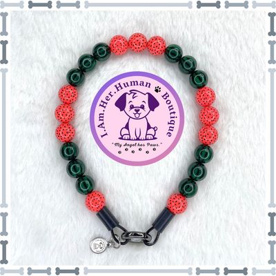 Watermelon | Beaded Dog Collar | Bubblegum Dog Collar | Dog Pearls | Dog Necklace | Acrylic Bead Collar | Slip On