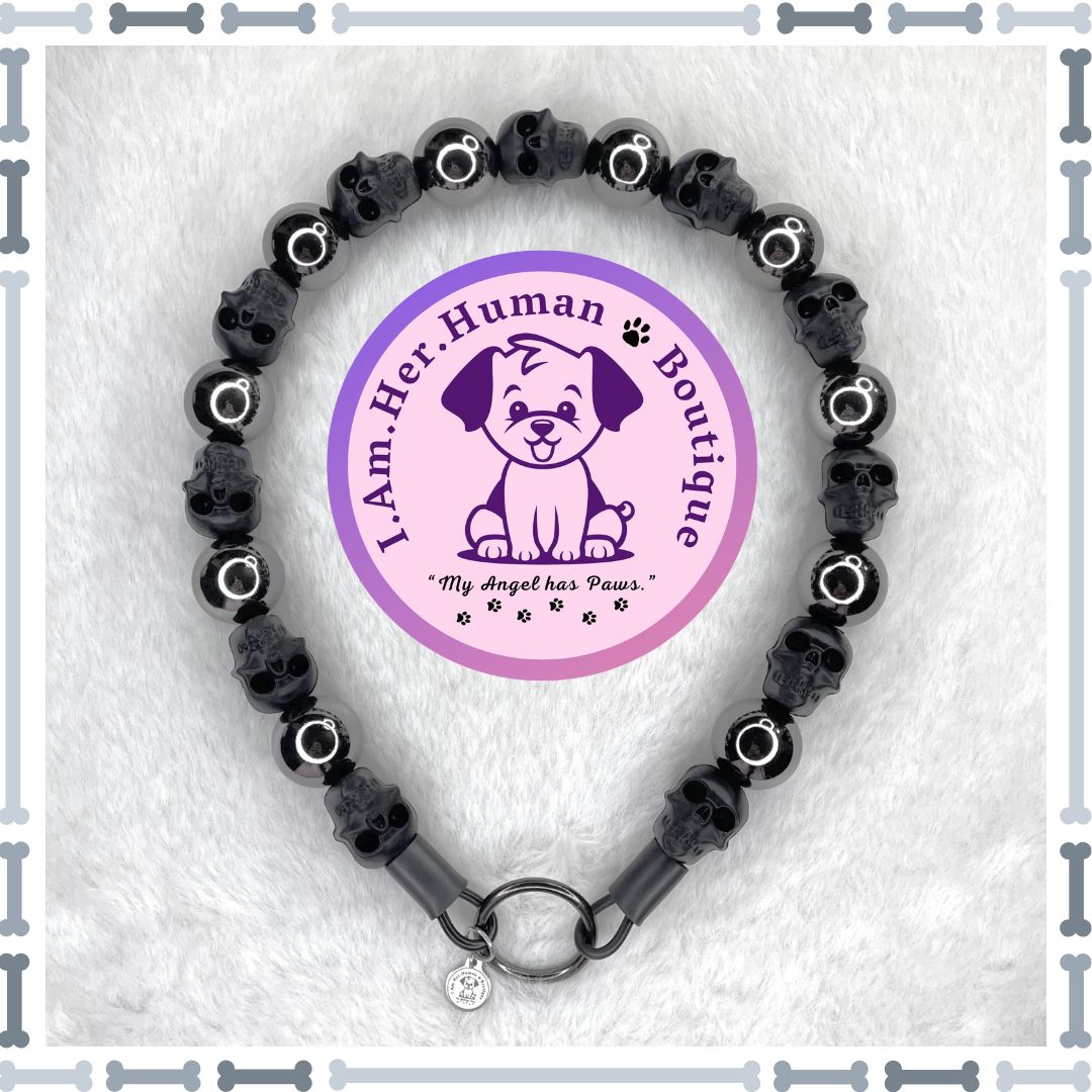 Chrome Outlaw, Custom, Bubblegum Dog Collar, Beaded Dog Collar, Dog Pearls, Bead Dog Necklace, Acrylic, Silicone