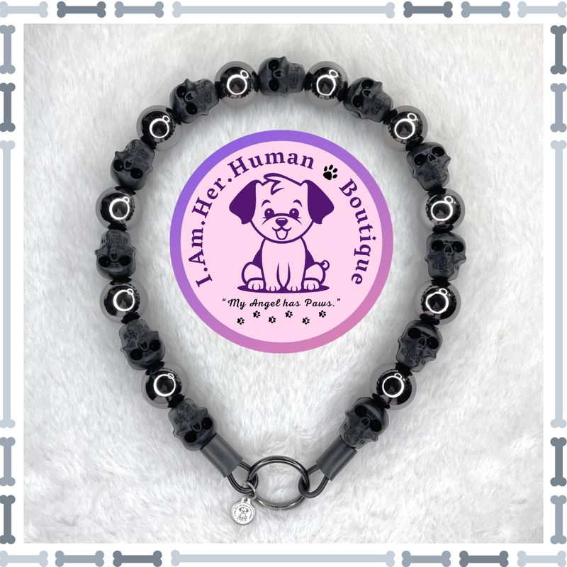 Chrome Outlaw, Custom, Bubblegum Dog Collar, Beaded Dog Collar, Dog Pearls, Bead Dog Necklace, Acrylic, Silicone